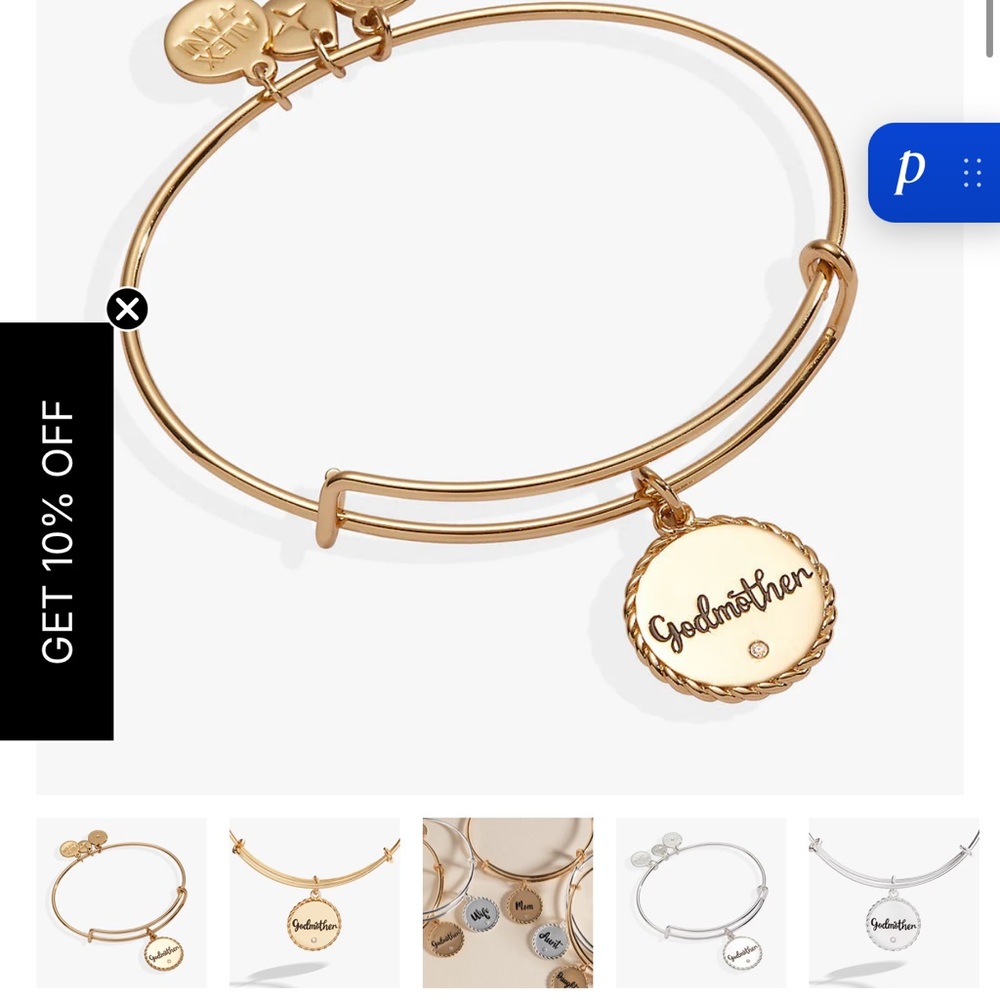 Alex and Ani Gold Godmother Charm Bracelet